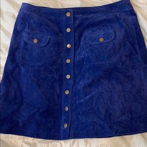 Suede button down skirt